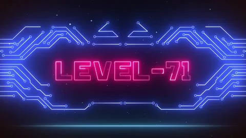Level 71 Achievement Screen Blue Neon Circuitry Stock Footage 327890066