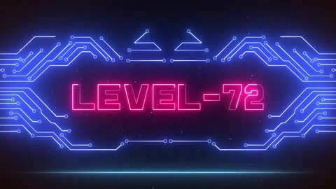 Level 72 Gaming Achievement Display Glowing Neon Circuits Stock Footage 327890072