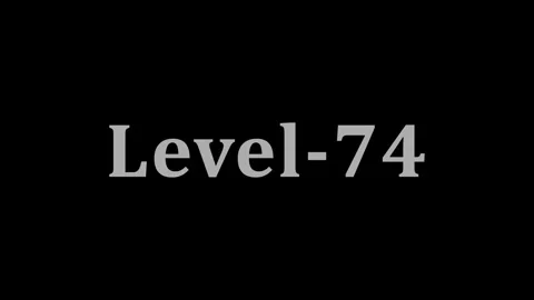 Level 74 text display animation appearing over dark background for gaming cli 库存影片 337805008