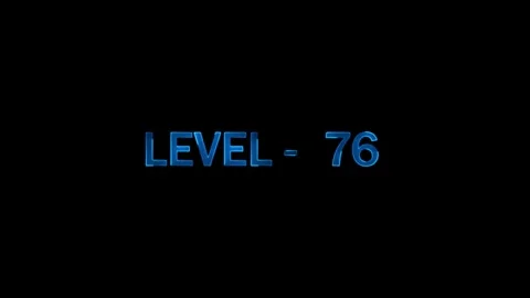 Level 76 display text animation with glowing blue futuristic digital interf.. Stock Footage 334157618
