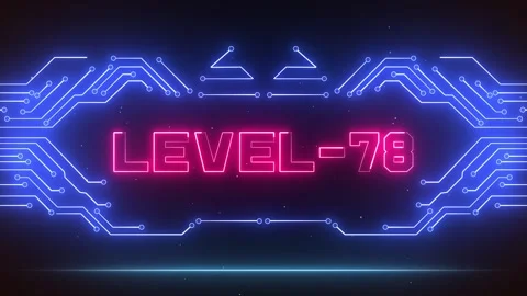 Level 78 Gaming Achievement Screen Futuristic Neon Graphics Stock Footage 327890100