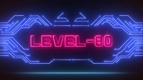 Level 80 Major Milestone Gaming Screen Tech Circuit Patterns Stock Footage 327890112