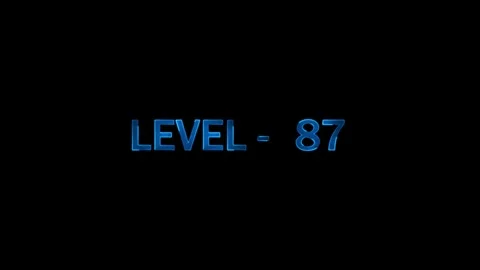 Level 87 text appearing on dark background with blue futuristic glowing neo.. Stock Footage 334157646