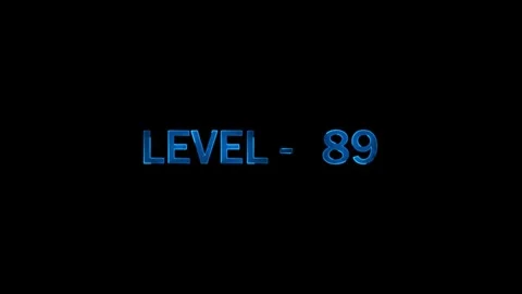 Level 89 text animation, dynamic blue glowing effect appearing on black bac.. Stock Footage 334157649