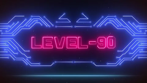 Level 90 Major Milestone Gaming Screen Tech Circuit Patterns Stock Footage 327890164