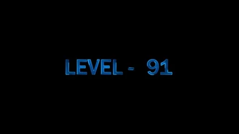 Level 91 blue neon glowing text on black background for gaming videos and d.. Stock Footage 334157654