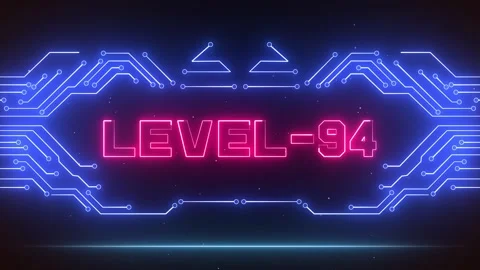 Level 94 Gaming Achievement Screen Futuristic Blue Neon Stock Footage 327890174