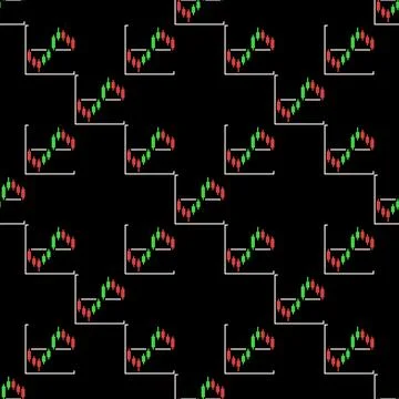 Level and Candlestick Chart vector Analytics colored seamless pattern 스톡 일러스트