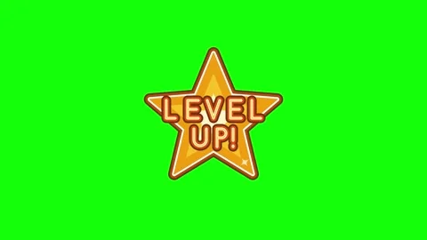 Level up animated star for gaming ui and achievement notifications on green.. 库存影片 344851557