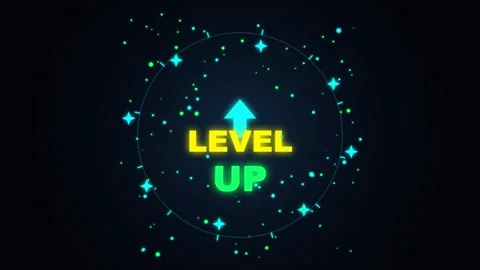 Level up animation with glowing light effect and digital motion graphics fo.. Stock Footage 346121184