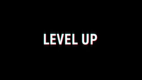 Level up animation of looped text glitch video game screen effect Stock Footage 313060757