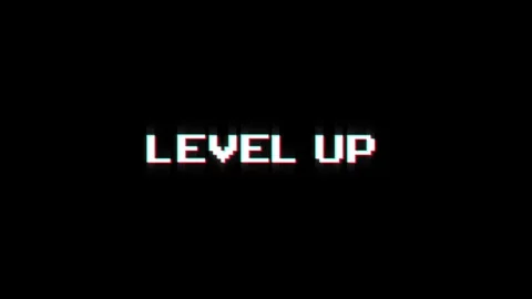 Level up animation of looped text glitch video game screen effect 库存影片 313060767