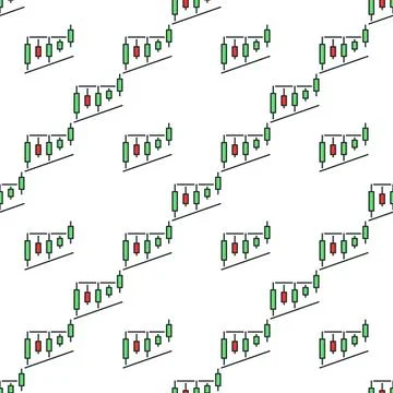 Level Breakout Trading Chart vector Cryptocurrency colored seamless pattern Stock Illustration