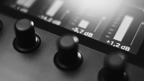 Level Button on a Music Mixer and Volume Levels Vídeo Stock 259881495