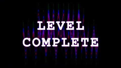 Level Complete text appearing on black background with cinematic motion and.. 스톡 동영상 344283392