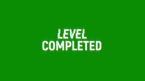 Level completed animation of looped text glitch video game screen effect Vidéo 313060746