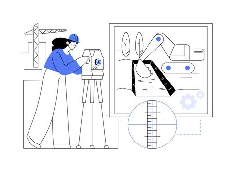 Level construction site abstract concept vector illustration. Stock Illustration