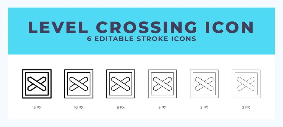 Level crossing icon vector for web. And mobile app. Editable stroke outline.. Stock Illustration
