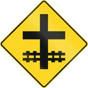 Level Crossing With Intersection in Canada Stock-Illustration