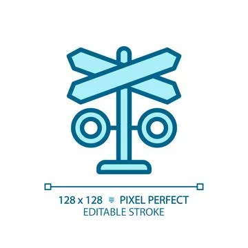 Level crossing pixel perfect blue RGB color icon Stock Illustration