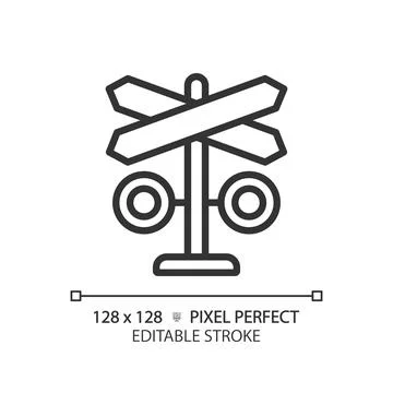 Level crossing pixel perfect linear icon Stock Illustration
