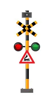 Level crossing post with light for a train crossing Stock Illustration