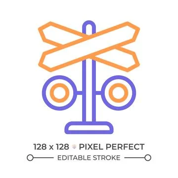 Level crossing two color line icon Stock Illustration