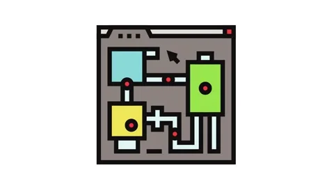Level design game development color icon animation Stock Footage 326105474
