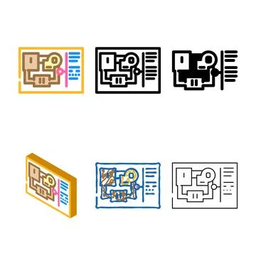 Level design game development color icon vector set Illustrazione stock