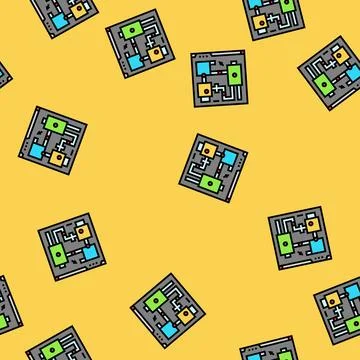 Level design game development vector seamless pattern Stock Illustration