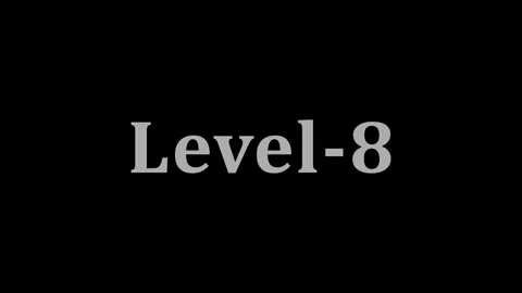 Level eight text animation on black background with elegant serif white let.. Видео 337805115