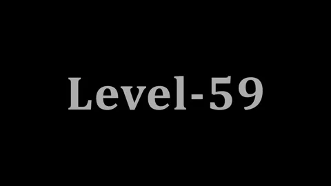 Level fifty nine white text on black background motion display for video game Vidéo 337805028