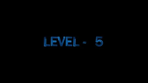 Level five digital holographic icy blue text flickering smoothly over a bla.. Stock Footage 333878329