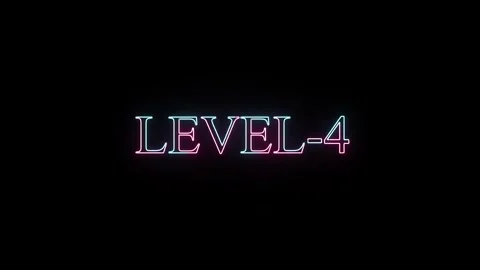 Level four text animation with neon glowing effect on black background for .. 動画素材 331531006