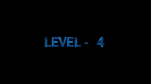 Level four title screen futuristic glowing blue text animation on black bac.. Stock Footage 333878320