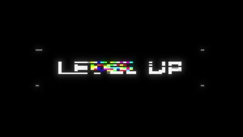 Level Up glitch banner. Glitch Effect Level Up Stock Footage 295106524