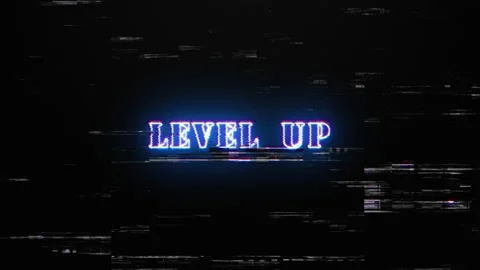 Level Up glitch neon text effect abstract background Stock Footage 230629120