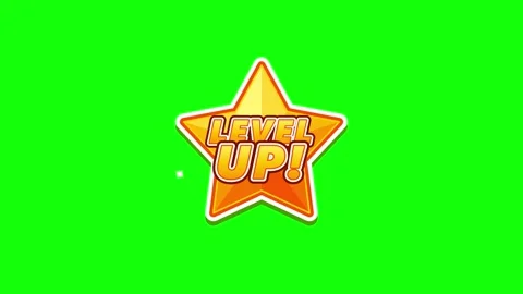 Level up gold star animation with green screen background, for gaming and, .. Vidéo 344851532
