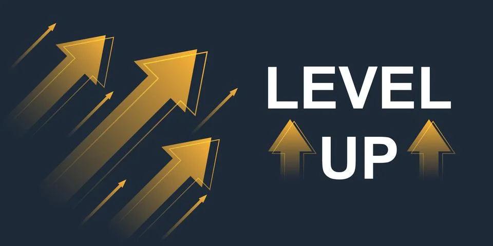 Level up icon in flat style. Achievement vector illustration on isolated ba.. Stock Illustration