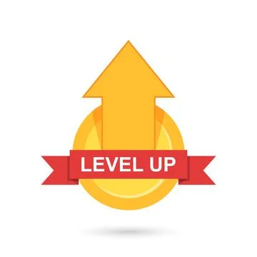 Level up icon in flat style. Achievement vector illustration on isolated ba.. Stock Illustration
