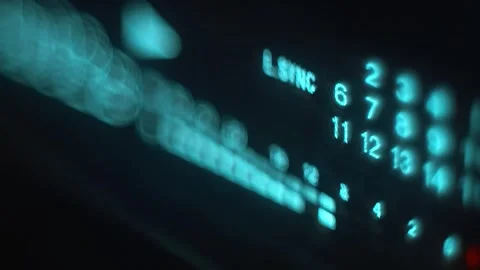 The level indicator of а music from CD player is glows blue Video stock 259621422