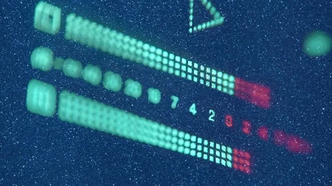 The level indicator of а music from professional recorder is glows blue Stock Footage 330888733