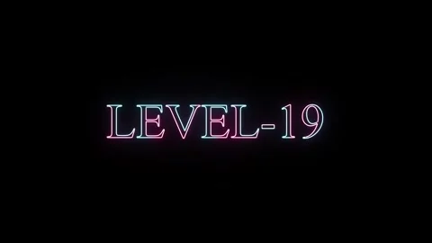 Level nineteen neon glow text animation for gaming progress screen with cin.. Stock Footage 331531027