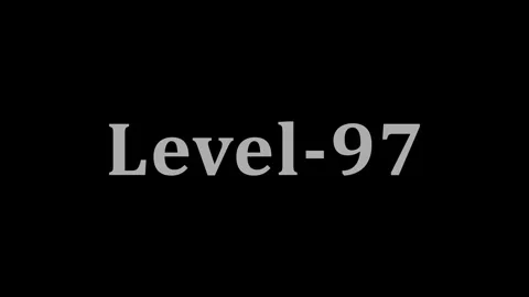 Level ninety seven text on black screen simple minimalist game progression .. Stock Footage 337804957