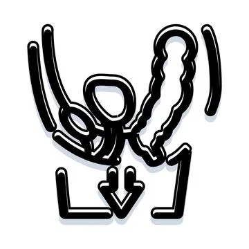 Level one down arrow abstract line art graphic Stock Illustration