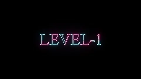 Level one text with neon glow animation flickering on black background dyna.. Stock Footage 331530995
