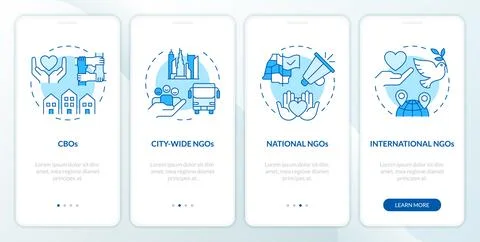 Level of operation blue onboarding mobile app screen Stock Illustration