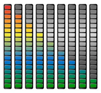 Level or generic progress indicators with units. Vector. Ilustración de archivo