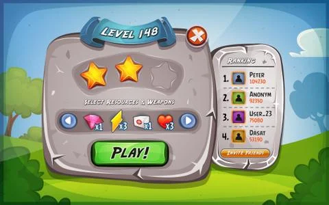 Level Panel With Options For Ui Game Stock Illustration