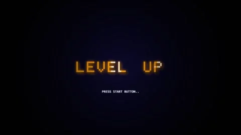 LEVEL UP pixel. Retro pixel art on black background Stock Footage 340014160
